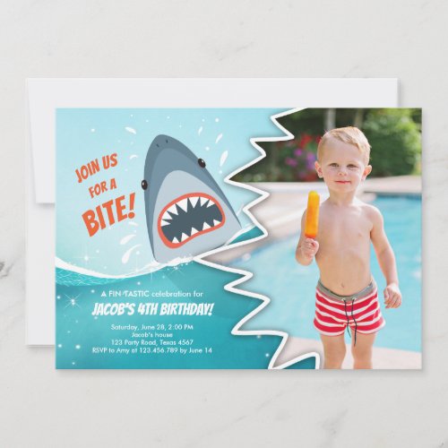 Shark Birthday Pool party boy Shark Bite Bait Swim