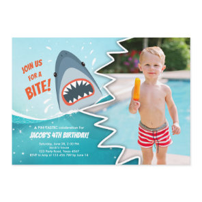 Shark Birthday Pool party boy Shark Bite Bait Swim Invitation