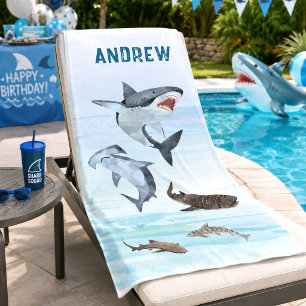 Shark Birthday Pool Party Towel Favor Gift