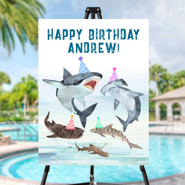 Shark Birthday Pool Party Welcome Sign (Creator Uploaded)