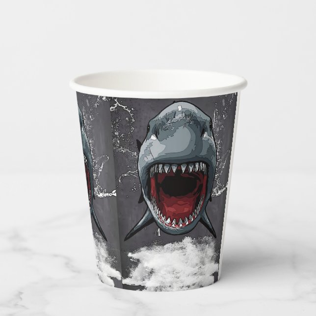 Shark Birthday, Shark Attack, Paper Cups (Back)