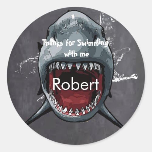 Shark Birthday Shark Attack Thanks Classic Round Sticker