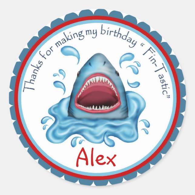 Shark  BIrthday Stickers (Front)