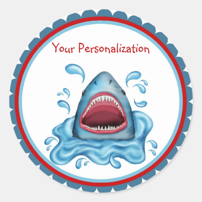 Shark  BIrthday Stickers (Front)