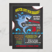 Shark Birthday Swimming Party Invitations (Front/Back)