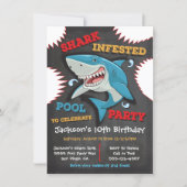 Shark Birthday Swimming Pool Party Invitations (Front)