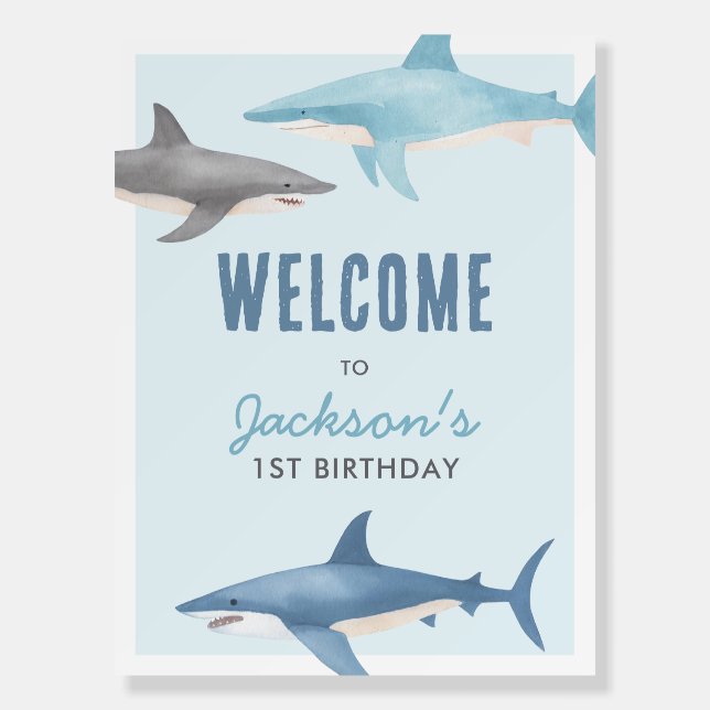 Shark Birthday Welcome Sign (Front)
