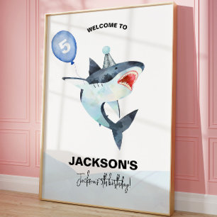 Shark Birthday Welcome sign, ANY AGE Foam Board