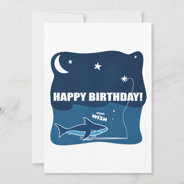Shark Birthday Wish Card (Front)