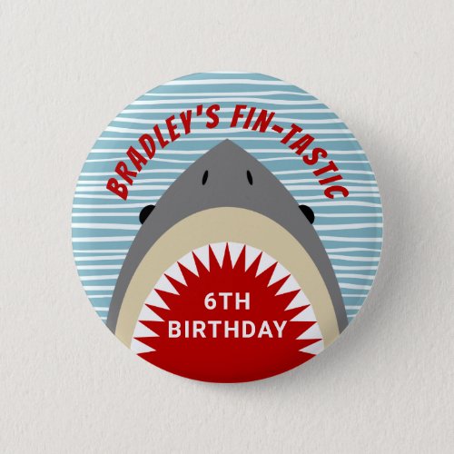 Shark Bite Any Age Birthday Party Button