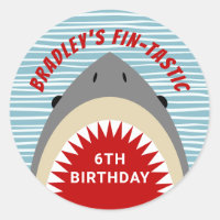 Shark Bite Any Age Birthday Party Classic Round Sticker