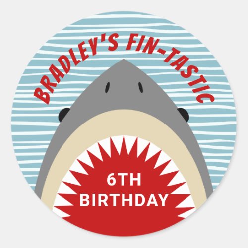 Shark Bite Any Age Birthday Party Classic Round Sticker