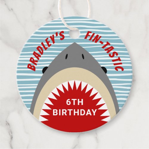 Shark Bite Any Age Birthday Party Favor Tags