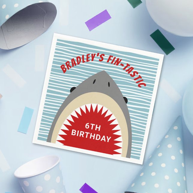 Shark Bite Any Age Birthday Party Napkins (Creator Uploaded)