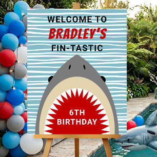 Shark Bite Any Age Birthday Party Welcome Sign