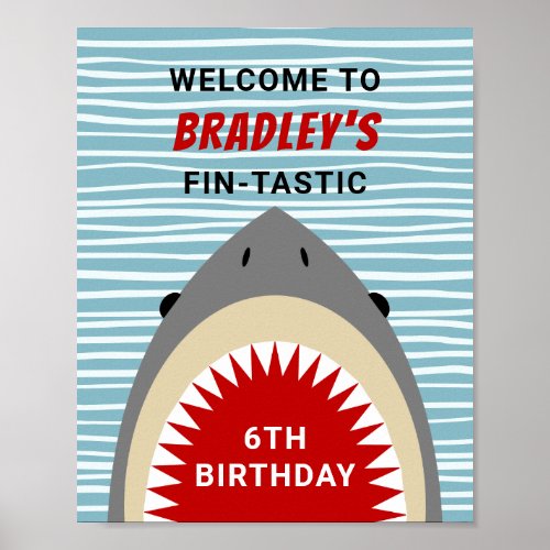 Shark Bite Any Age Birthday Party Welcome Sign