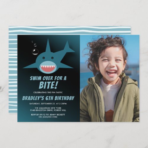 Shark Bite Any Age Birthday Photo Invitation