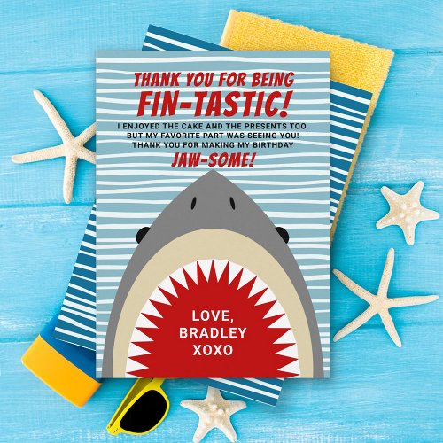 Shark Bite Any Age Birthday Thank You Card