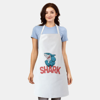 "Shark Bite Apron – Grill Like a Predator!"