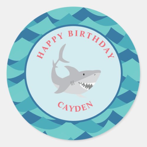 Shark bite birthday Party Classic Round Sticker