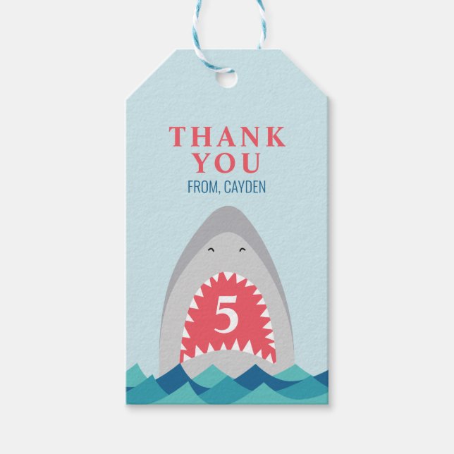 Shark Bite birthday Party Gift Tags (Front)