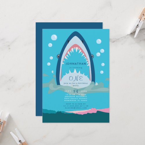 Shark Bite Birthday Party Invitation