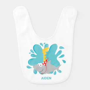 Shark Bite First Birthday Bib