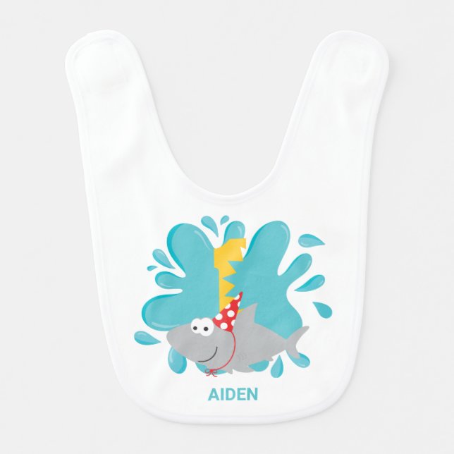 Shark Bite First Birthday Bib (Front)