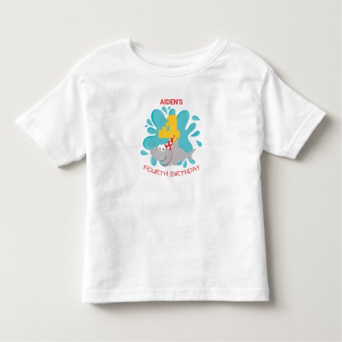 Shark Bite Fourth Birthday T_Shirt