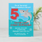 Shark Bite Invite- 5th Birthday Party Invitation (Standing Front)