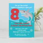 Shark Bite Invite- 8th Birthday Party Invitation (Standing Front)