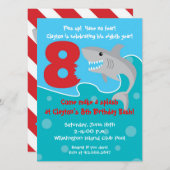 Shark Bite Invite- 8th Birthday Party Invitation (Front/Back)