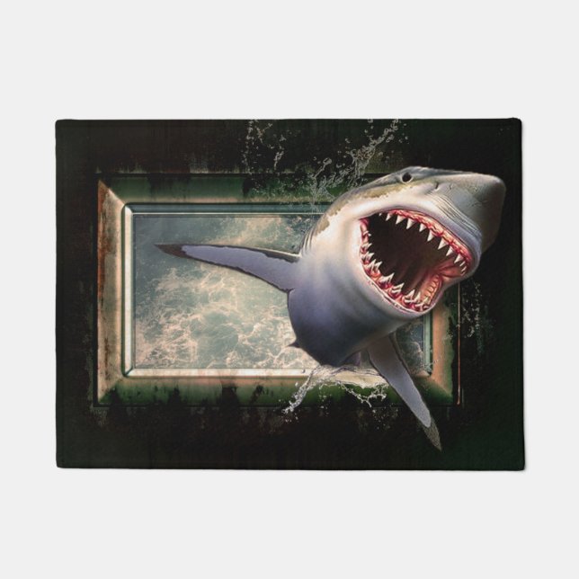 shark bite nautical marine floor door mat (Front)