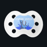 Shark Bite Pacifier<br><div class="desc">This pacifier features a shark biting into the text you add in the provided box.</div>