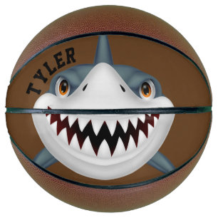 Shark Bite Personalize on Brown Background Basketball