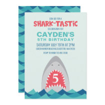Shark Bite sharktastsic birthday Party Invitation