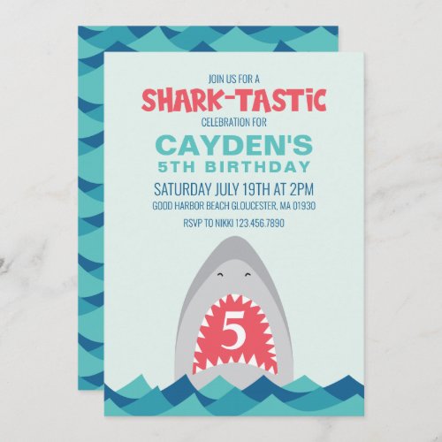Shark Bite sharktastsic birthday Party Invitation