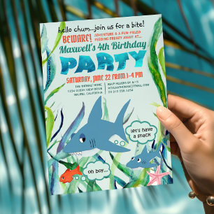 Shark Bite Under the Sea Birthday Party Invitation