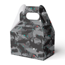 Shark Black & Teal Camouflage Pattern Favor Boxes