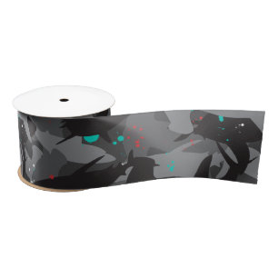 Shark Black & Teal Camouflage Pattern Satin Ribbon