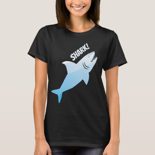 Shark Blue Animal Word Illustration T_Shirt