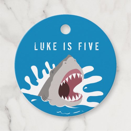 Shark Blue Cool Kids Birthday Party Favor Tags