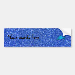 Shark blue glitter bumper sticker