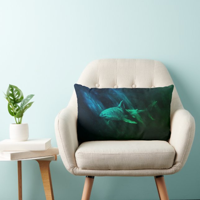 Shark Blue-Green Lumbar Pillow (Chair)