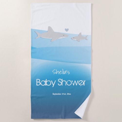 Shark Blue Ocean Baby Shower Beach Towel