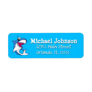 Shark Blue Ocean Kids Any Age Birthday Label
