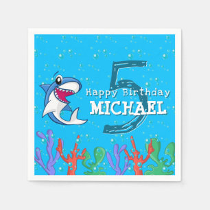 Shark Blue Ocean Kids Any Age Birthday Napkins