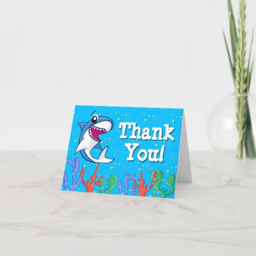 Shark Blue Ocean Kids Any Age Birthday Thank You Card