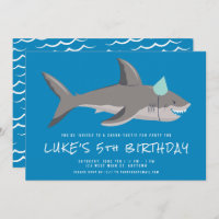 Shark Blue Underwater Kids Birthday Party Invitation