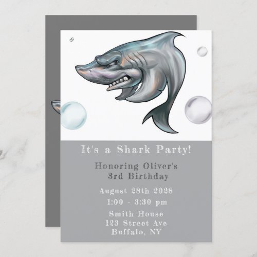 Shark Boy Birthday Party Invitation